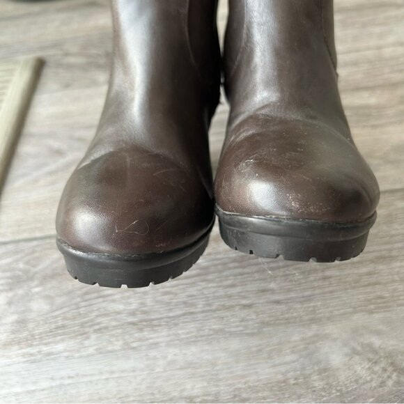 Blondo Rosaly Brown Leather Slouchy Heeled Mid Calf Boots Aqua Protect - Picture 6 of 16